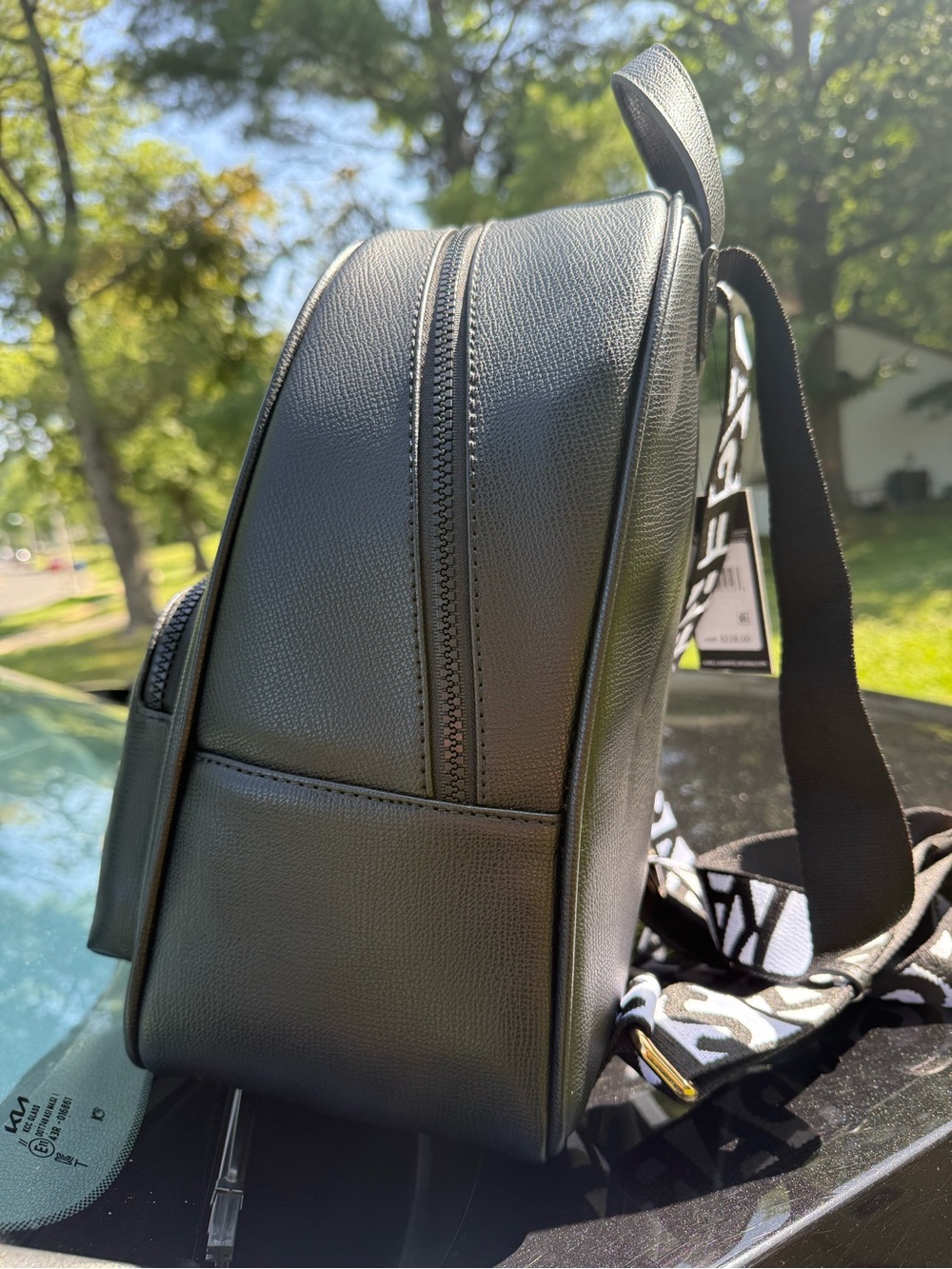 Karl Lagerfeld Black Backpack with Gold Paris Patches - Picture 5 of 8